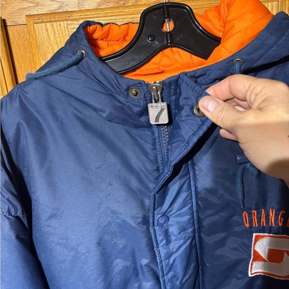 Vintage 90's Logo 7 Syracuse Orangemen NCAA Collegiate Parka Jacket Large - Picture 4 of 9